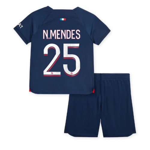 Paris Saint-Germain Nuno Mendes #25 Domaci Dres za djecu 2023-24 Kratak Rukav (+ Kratke hlače)